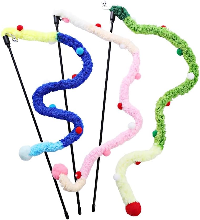 Plush Feather Teaser Wand for Cats