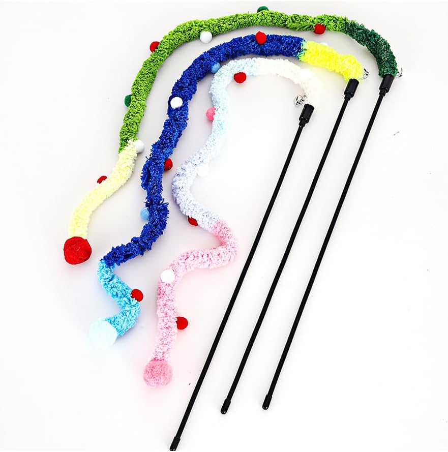 Plush Feather Teaser Wand for Cats
