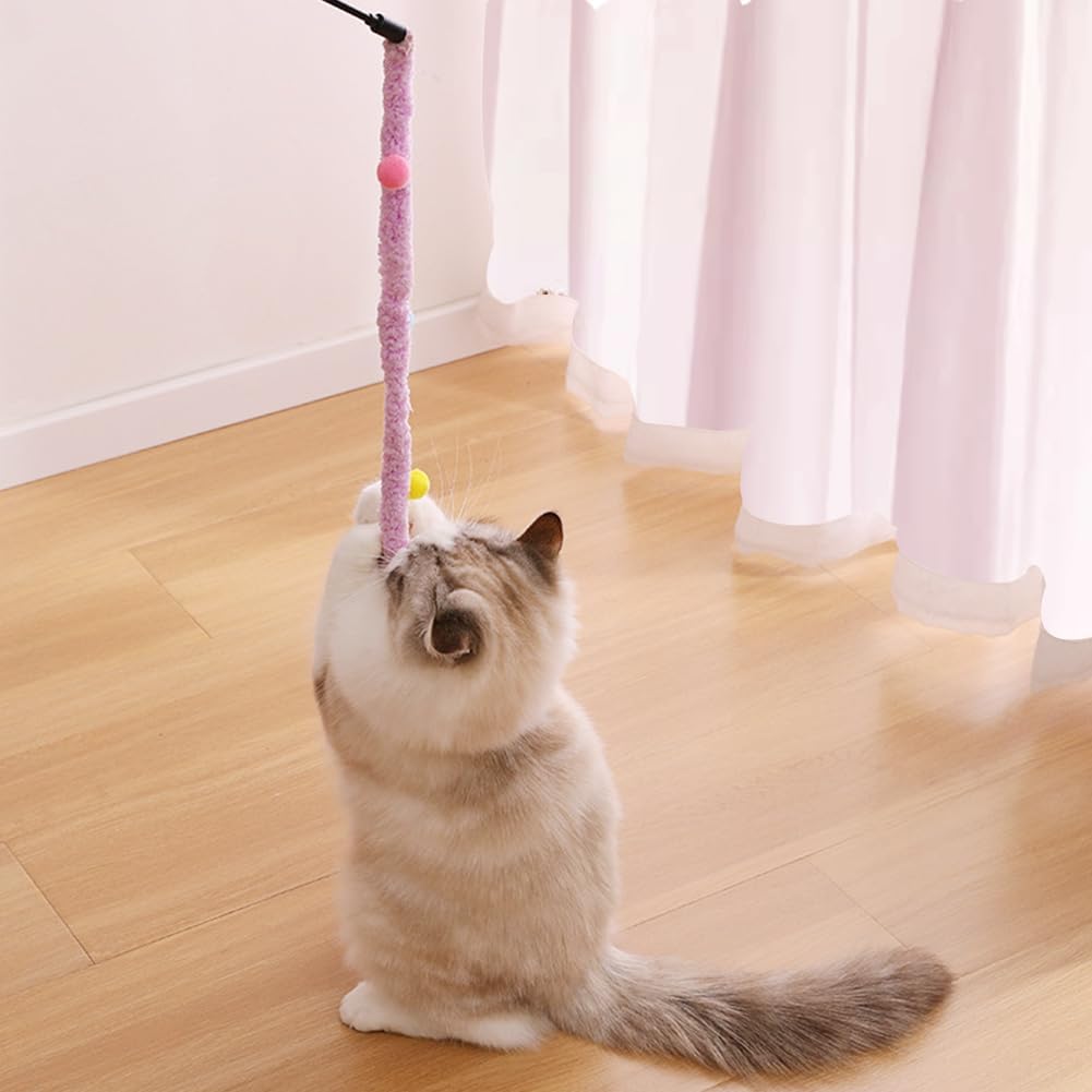 Plush Feather Teaser Wand for Cats