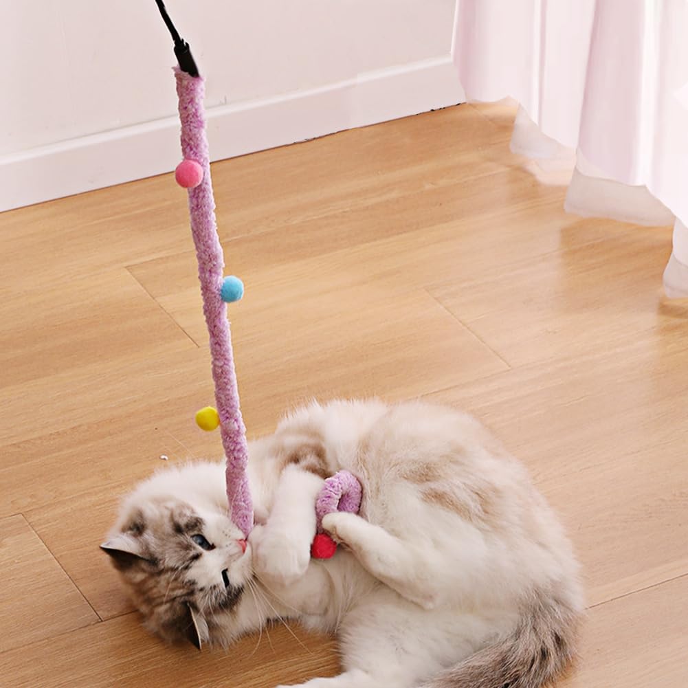 Plush Feather Teaser Wand for Cats