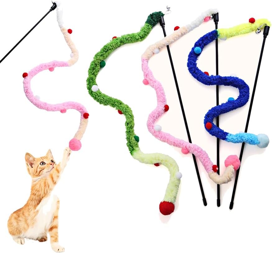 Plush Feather Teaser Wand for Cats